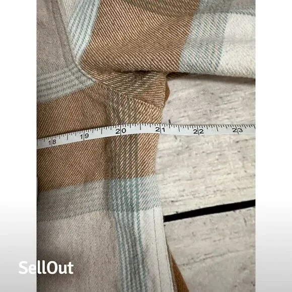 PrAna  Women's Plaid Flannel Snap -Up Shirt Brown Size L Casual Cozy Fall Winter - Picture 5 of 11
